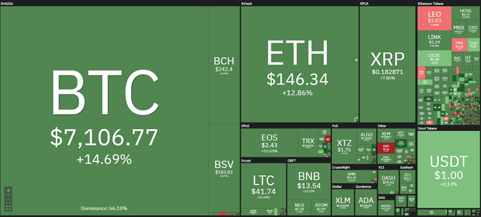 Cryptocurrency market 24-hour view