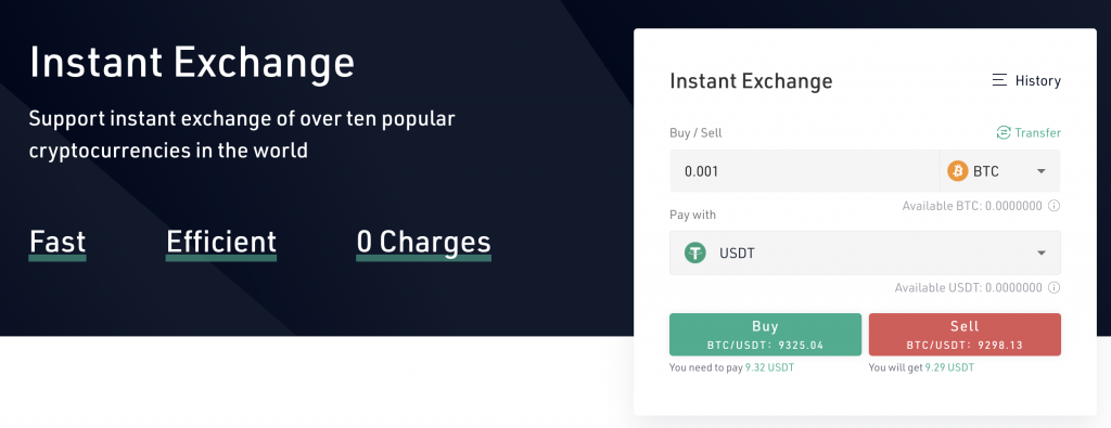 KuCoins instant exchange for fast trading