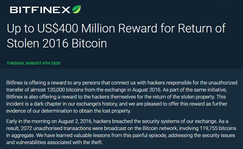 Нагороди Bitfinex