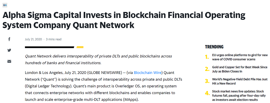 Financiamiento de Quant Network