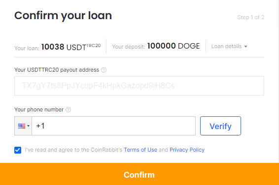 Confirm Doge loan
