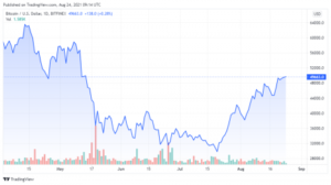 08/24/2021のBTCUSD価格チャート-TradingView