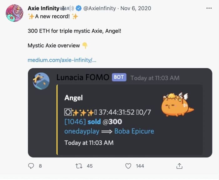 Twitter de Axie Infinity