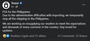 Cryptoday 028: Trezor Blocked from Shipping to the Philippines (Tagalog) PlatoAiStream PlatoAiStream. Data Intelligence. Vertical Search. Ai.