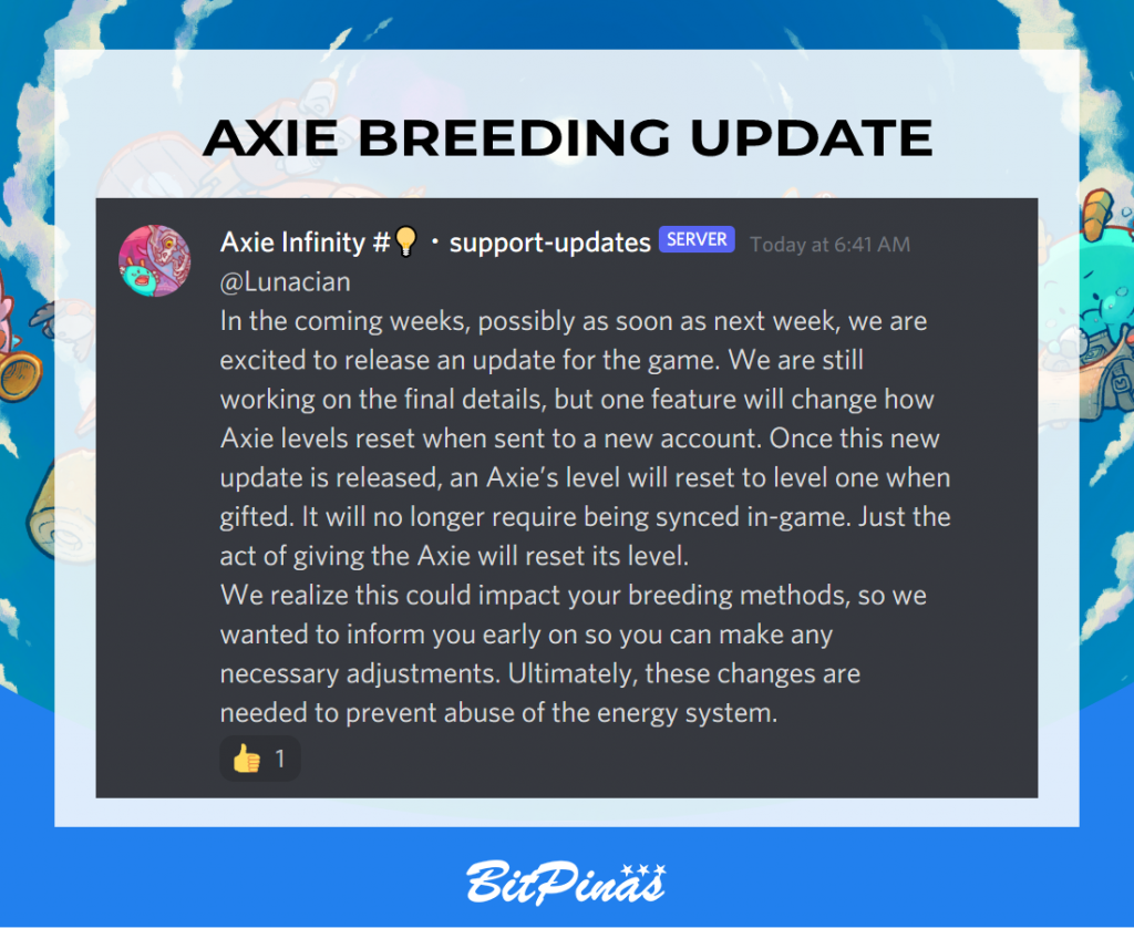 Axie Infinity to Make Changes to Update Breeding Methods News PlatoAiStream PlatoAiStream. Data Intelligence. Vertical Search. Ai.