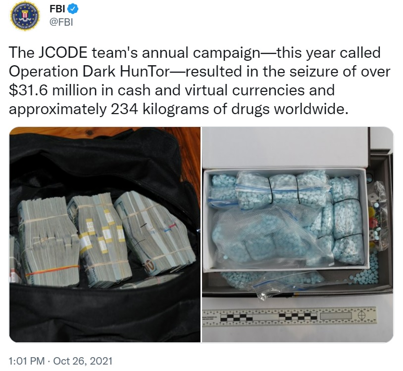 International Operation Dark Huntor Seizes $31.6 Million in Cash and Cryptocurrencies, 150 Arrests Worldwide