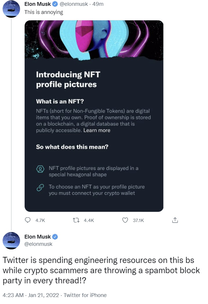 Elon Musk chỉ trích Twitter - Bị thổi phồng vì sử dụng Tesla để quảng bá tiền điện tử, Dogecoin