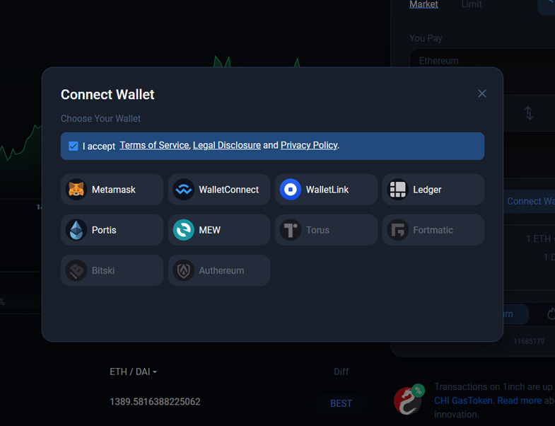 Select which tokens to swap