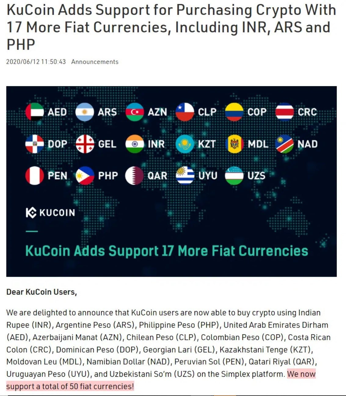 KuCoin-Währungen