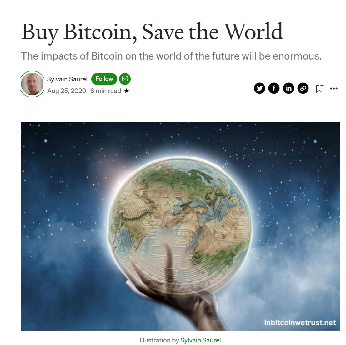 Mua Bitcoin, Cứu thế giới