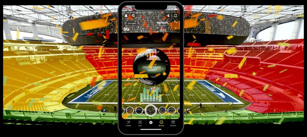 Verizon 5G Super Bowl lens Snap
