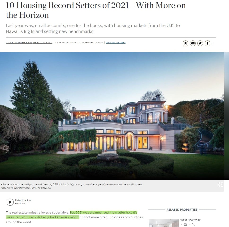 Housing Market Record Prices