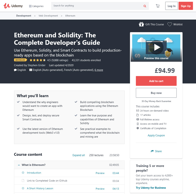 Ethereum and Solidity: The Complete Developer's Guide 