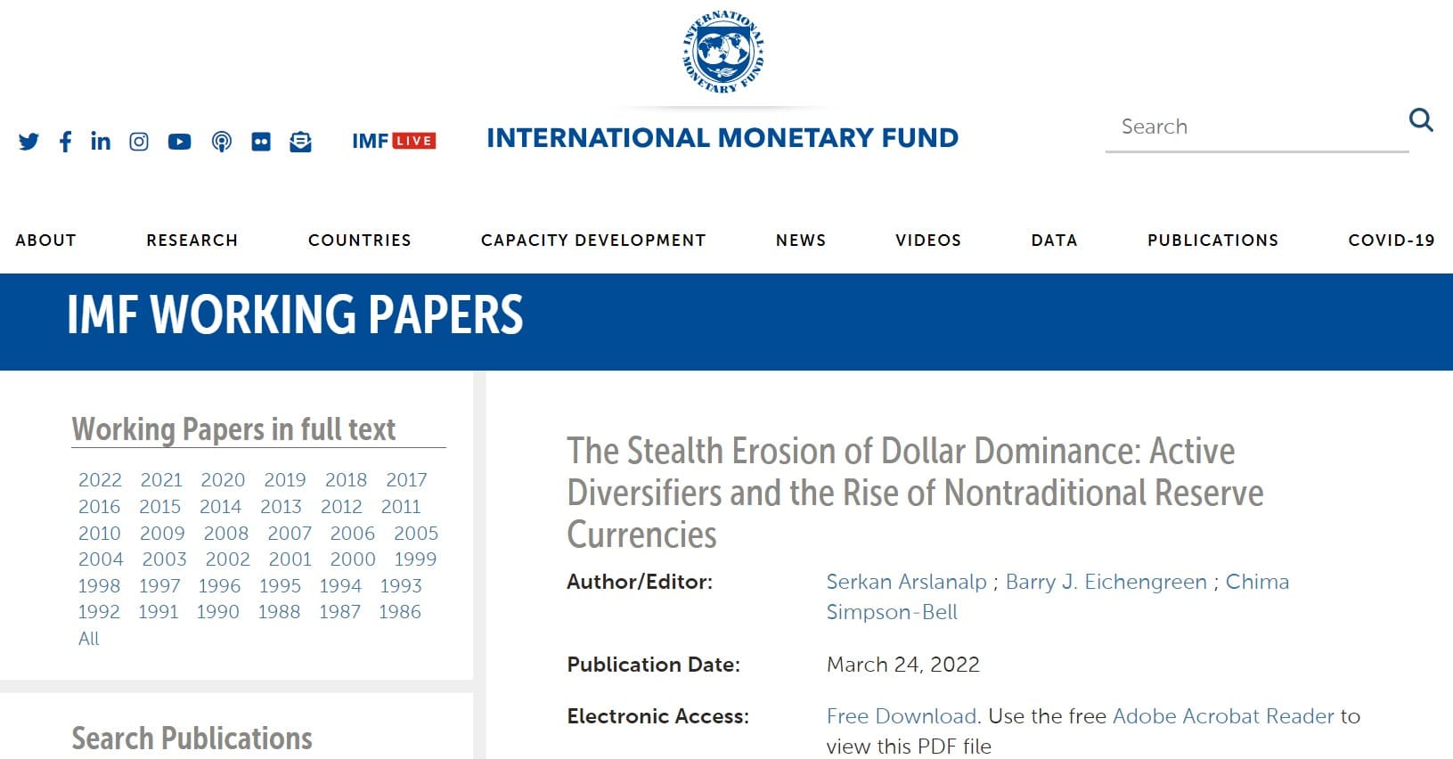 A pénz eróziója IMF