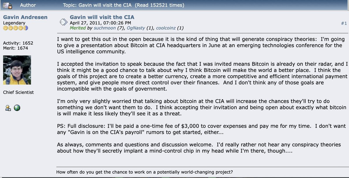 Andresen a écrit sur la discussion de Bitcoin avec la CIA