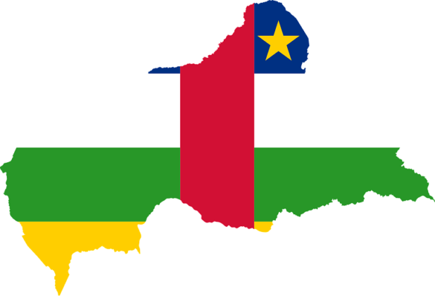 Keski-Afrikan tasavalta, lippu ja kartta