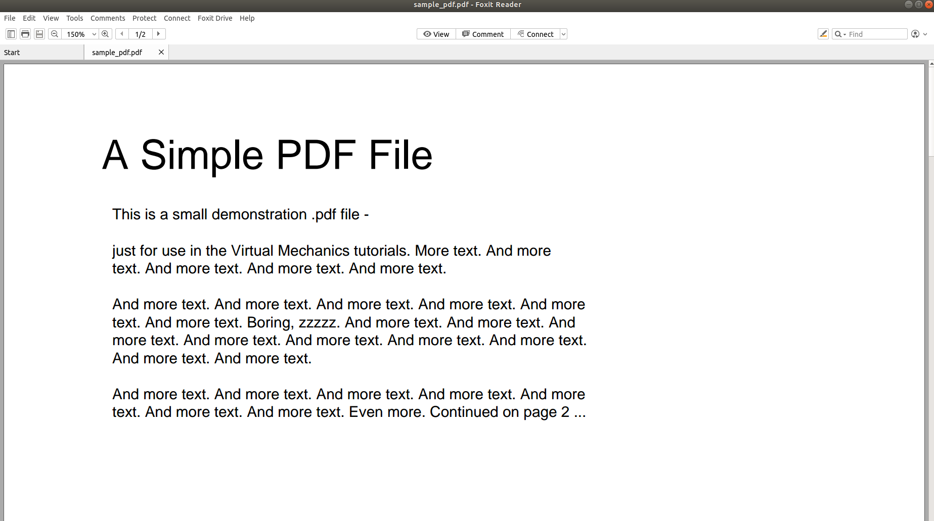 Skærmbillede af et simpelt PDF-dokument