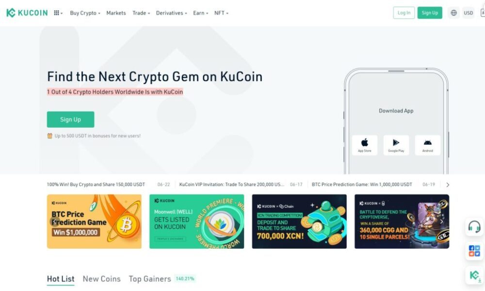 KuCoin hjemmeside