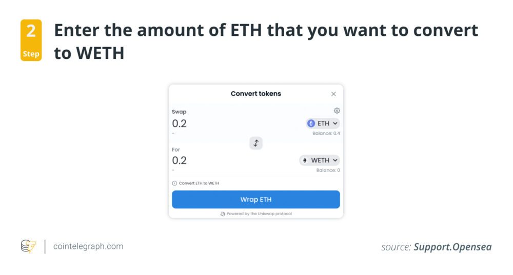 ステップ 2: WETH に変換したい ETH の金額を入力します