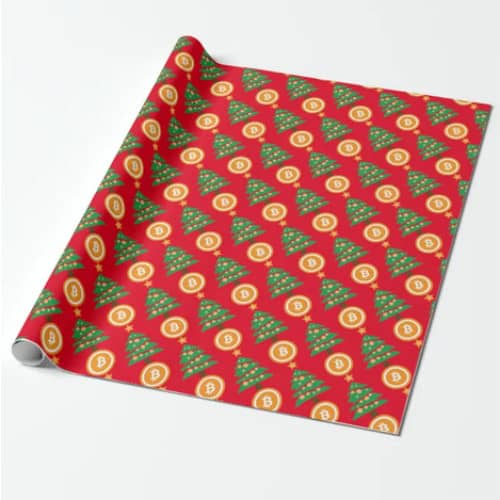 Bitcoin Christmas Red Holiday Wrapping Paper