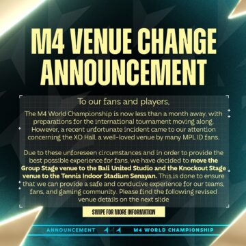 M4 World Championships: The tournament venues have been changed