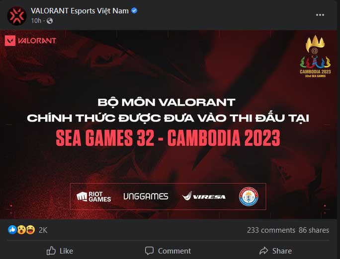 VALORANT will be a medaled sport at the 2023 Sea Games in Phnom Penh