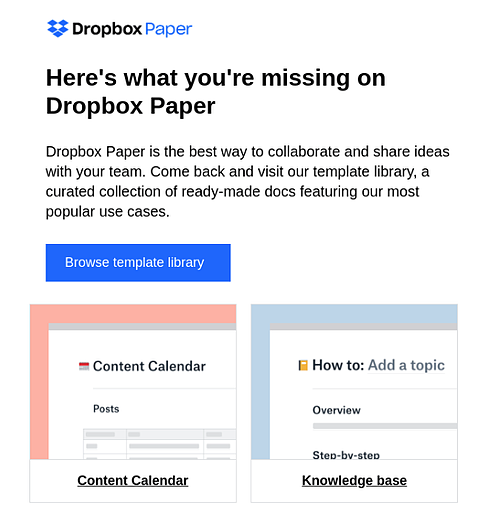 najlepsze przykłady kampanii email marketingowych: dropbox