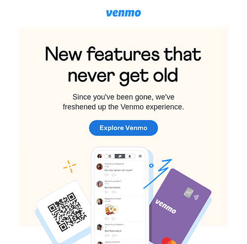 ตัวอย่างแคมเปญการตลาดผ่านอีเมลที่ดีที่สุด: venmo