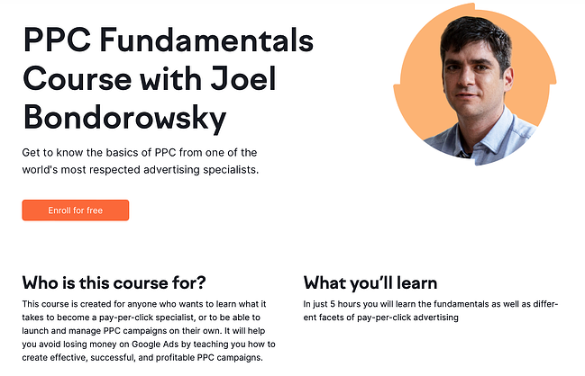 best online marketing classes and courses: ppc fundamentals by semrush