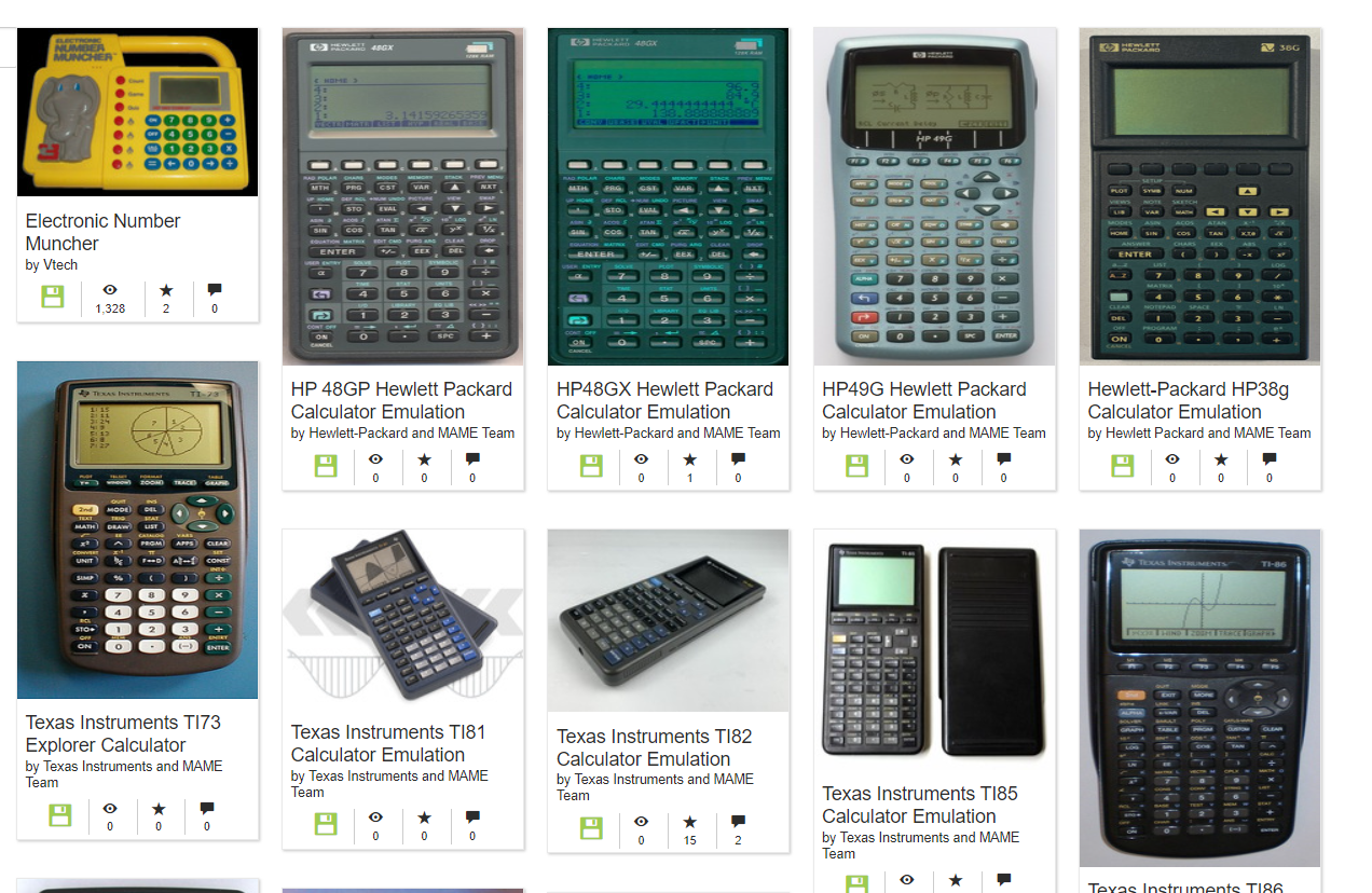 Klassiske kalkulatorer emulert i nettleseren