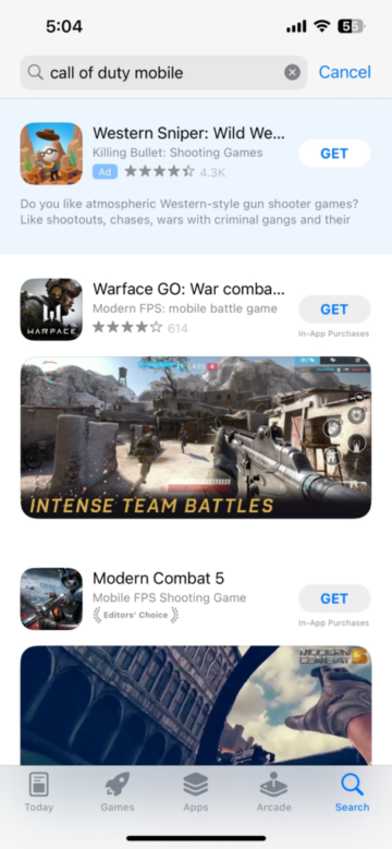 COD Mobile odstranjen iz App Store