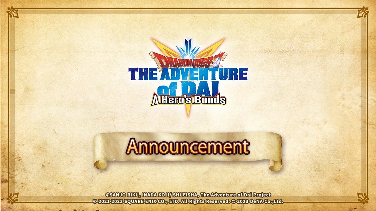 "Dragon Quest, Dai Adventure: A Hero's Bonds" sulkeutuu huhtikuussa