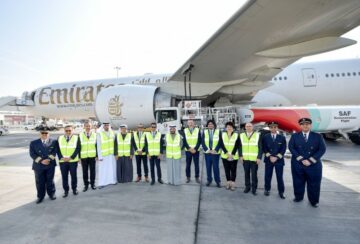Emirates voert een mijlpaaldemonstratievlucht uit, aangedreven met 100% duurzame luchtvaartbrandstof