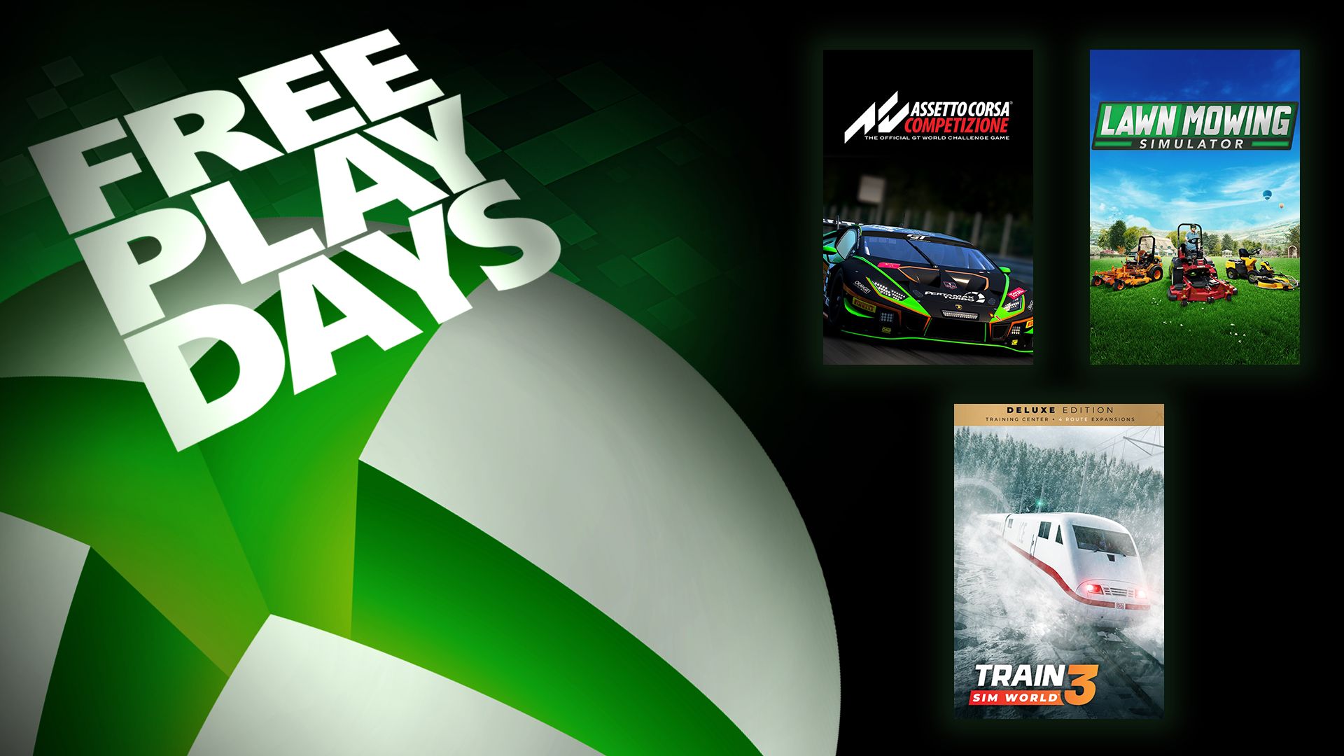 Gratis lekedager – Assetto Corsa Competizione, Lawn Mowing Simulator og Train Sim World 3: Deluxe Edition