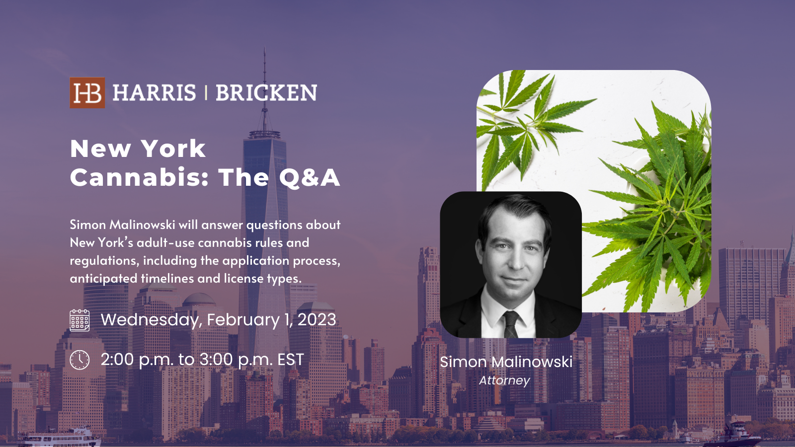 ILMAINEN webinaari, 1. helmikuuta: New York Cannabis Q&A