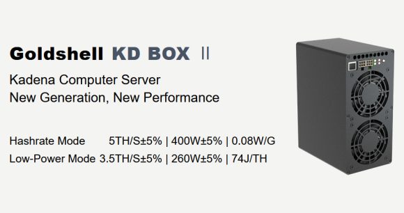 Goldshell KD BOX II Kadena (KDA) ASIC矿机现已上市
