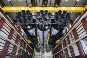 Launch preps underway for first of up to five Falcon Heavy missions this year