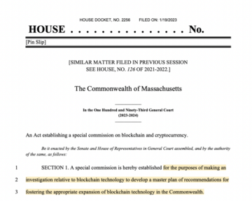 Proiect de lege din Massachusetts pentru o comisie specială pentru blockchain pentru a evalua utilizarea guvernamentală