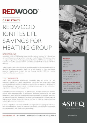 Redwood Ignites LTL Savings for Heating Group