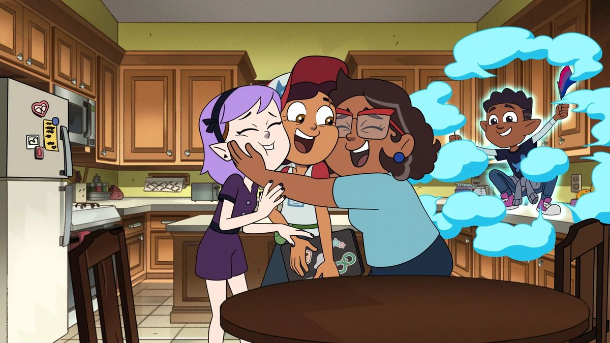 کامیلا لوز و دوستی را در آغوش می گیرد در حالی که گاس در نمایش انیمیشن خانه جغد توهمات را در اطراف خود منفجر می کند.