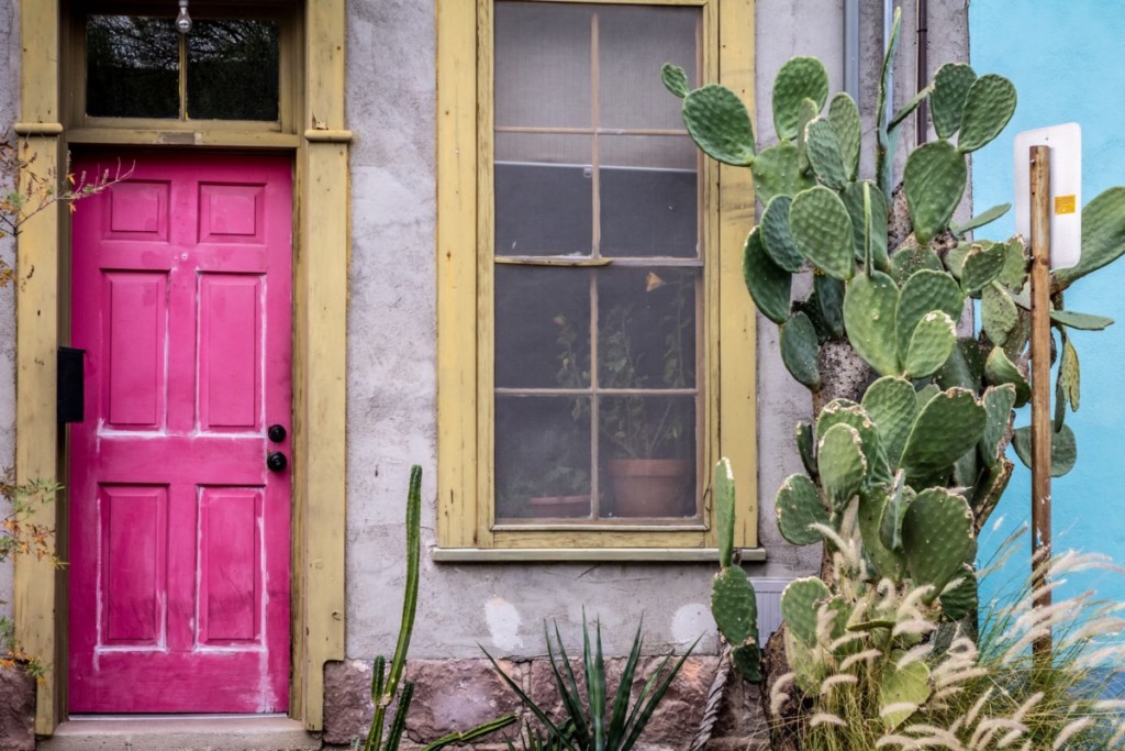 colorful door in barrio viejo neighborhood in tucson 