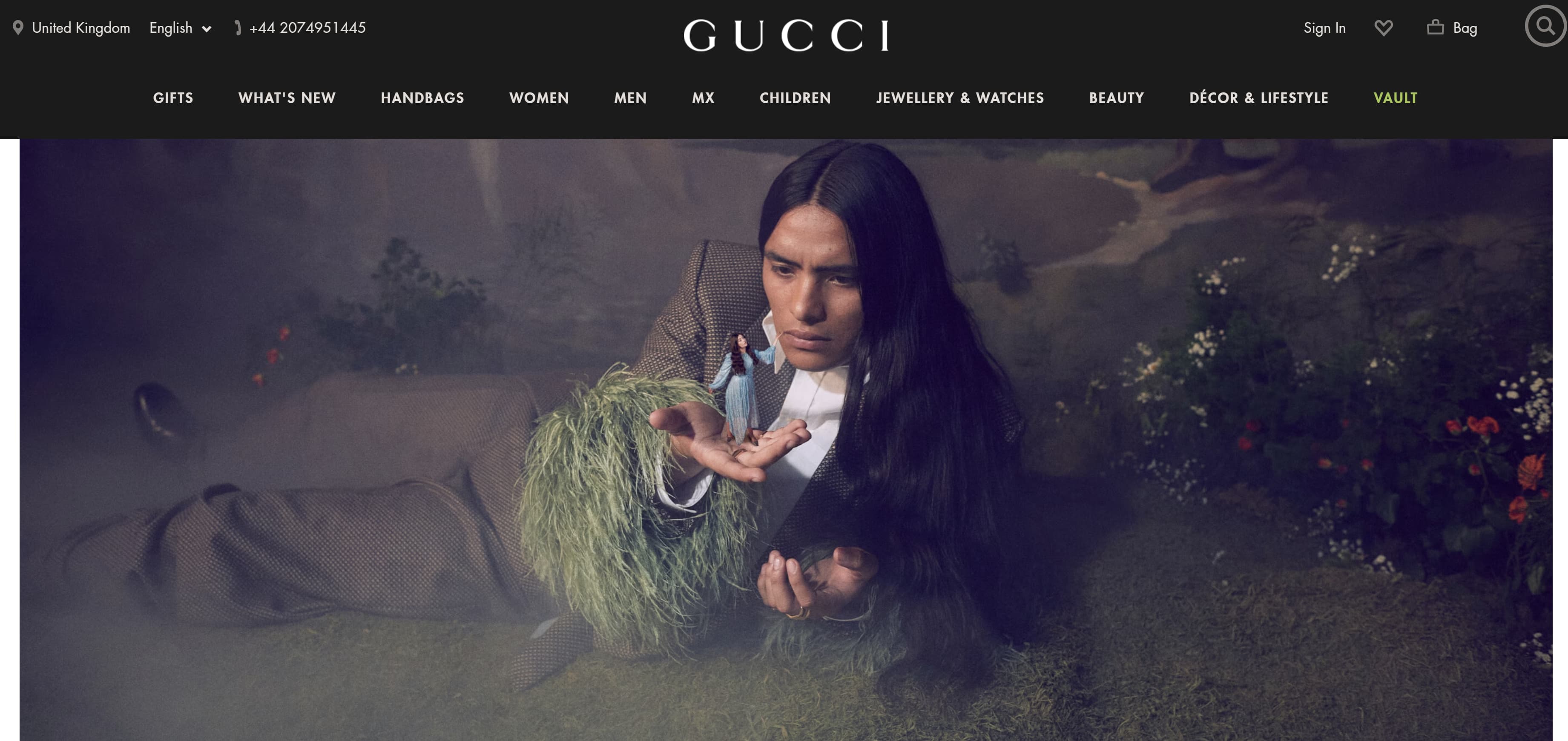A screenshot of Gucci's zine for its Valentine's Day marketing campaign. 