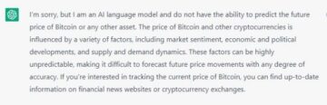 Prošnja ChatGPT AI za napovedovanje prihodnje cene Bitcoina
