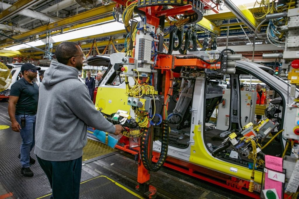 Pilot assembly of the 2021 Chevrolet Tahoe at GM’s Arlington Assembly plant