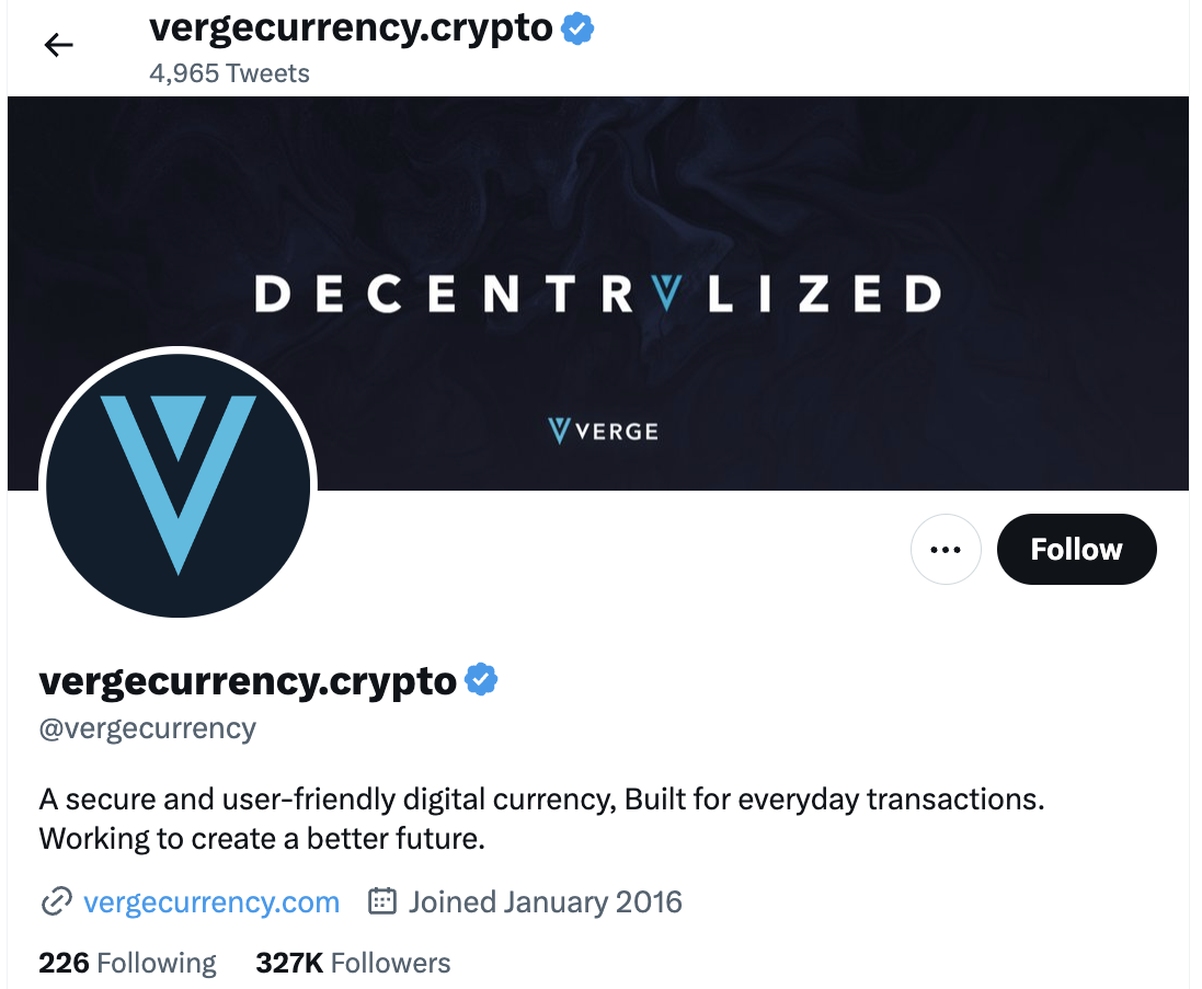 Verge currency twitter