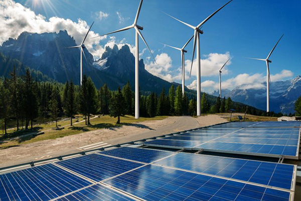 Renewable Examples Windmills and Solar Panels