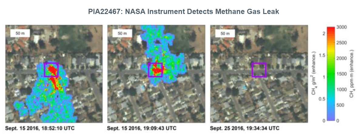 Graphics showing methane gas leaks.