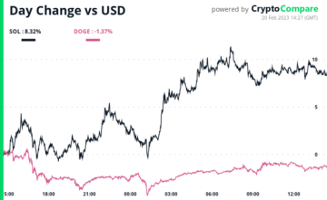 Il prezzo di Solana ($SOL) è aumentato di quasi il 30% in una settimana mentre si sposta per superare la capitalizzazione di mercato di Dogecoin ($DOGE)