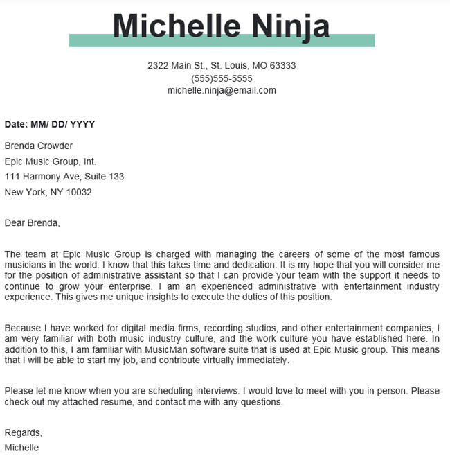 Cover Letter Example: Admin Cover Letter