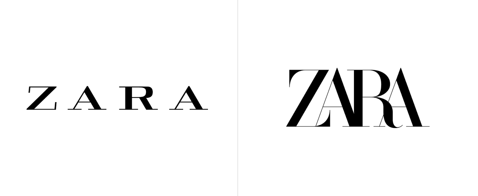 rebranding strategies: ZARA logo redesign